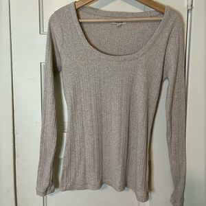 Madewell Pointelle Square-Scoop Tee in Oatmeal